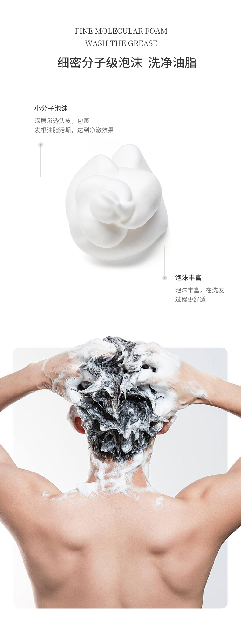 細(xì)密分子級(jí)泡沫，洗凈油脂